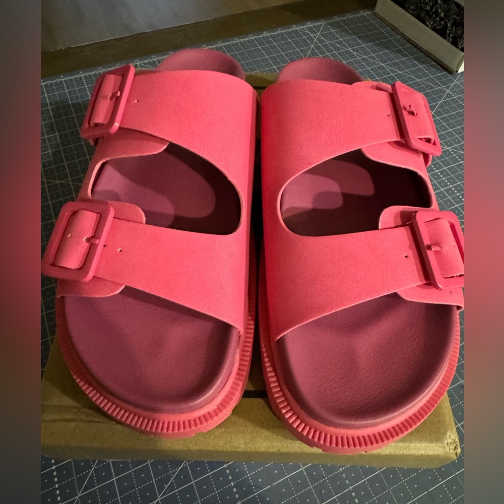 MIA vegan leather sandals size 10 double buckle cushy insole BRAND NEW!!